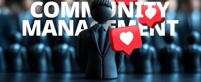 Eine stilisierte Person im Anzug steht vor einer anonymen Menschenmenge.